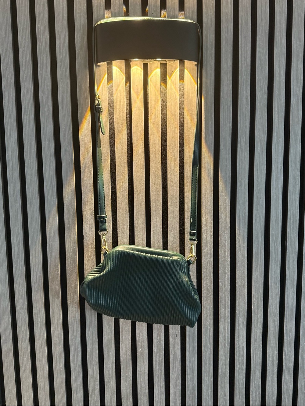 Anthropologie Dark Green Ribbed Crossbody Bag